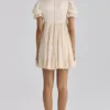 Bambi Ivory Satin + Broderie Anglaise Lace Regency Babydoll Mini Kjoler