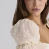 Bambi Ivory Satin + Broderie Anglaise Lace Regency Babydoll Mini Kjoler