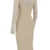 Beatrice beige korsetter-midikjol