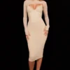 Beatrice beige korsetter-midikjol