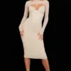 Beatrice beige korsetter-midikjol