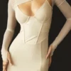 Beatrice beige korsetter-midikjol