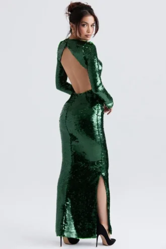 Belle Pine Green Sequin Maxi Kjoler