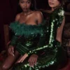 Belle Pine Green Sequin Maxi Kjoler