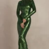 Belle Pine Green Sequin Maxi Kjoler