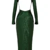 Belle Pine Green Sequin Maxi Kjoler