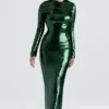 Belle Pine Green Sequin Maxi Kjoler