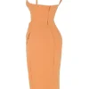 Bianca Tangerine Satin Plissert Korsetter Midi-kjoler