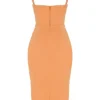 Bianca Tangerine Satin Plissert Korsetter Midi-kjoler