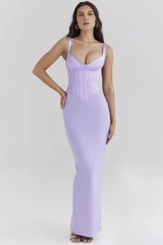 Breeze Orchid Satin Korsetter Maxi Kjoler