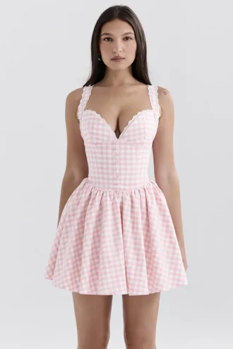 Brigitte Strawberry Shortcake Gingham Korsetter Mini Kjoler