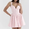 Brigitte Strawberry Shortcake Gingham Korsetter Mini Kjoler