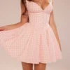 Brigitte Strawberry Shortcake Gingham Korsetter Mini Kjoler