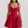 Bunny Holly rød crepe minikjole