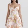 Bunny Peach Poppy Print Twill minikjole