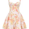 Bunny Peach Poppy Print Twill minikjole