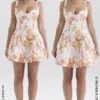 Bunny Peach Poppy Print Twill minikjole