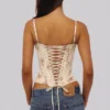 Cadie Ivory Vintage Rose Print Cotton Korsetter Top