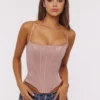 Cadie korsetter i rosa sateng