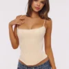 Cadie Vintage elfenbensfarget satin-topper