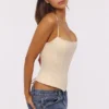 Cadie Vintage elfenbensfarget satin-topper