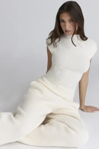 Caia Ivory Wool Boucle Knit Topper