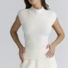 Caia Ivory Wool Boucle Knit Topper
