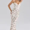 Calista kremfarget maxi-kjol med rosenprint