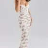 Calista kremfarget maxi-kjol med rosenprint