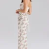 Calista kremfarget maxi-kjol med rosenprint
