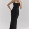Calla svart maxi-kjol med perledekor