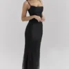 Calla svart maxi-kjol med perledekor