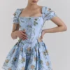 Callie Blue Rose vendbar korsetter-topper i bomull