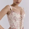 Callie kremfarget vintage blomstret bomullskorsetter Topper