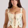 Callie Lemon Rose Print vendbar bomullskorsetter