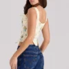Callie Lemon Rose Print vendbar bomullskorsetter