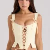 Callie Lemon Rose Print vendbar bomullskorsetter