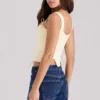 Callie Lemon Rose Print vendbar bomullskorsetter