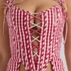Callie rød bomullskorsetter-top i gingham