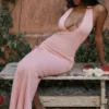 Camelia Apricot Plunge Maxi-kjoler