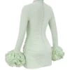 Camilla Pistachio Ruffle Cuff minikjole