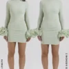 Camilla Pistachio Ruffle Cuff minikjole