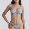 Capri blå paisley-bikini-underdeler med høyt ben
