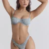 Capri blå paisley-bikini-underdeler med høyt ben