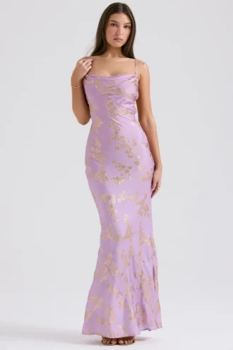 Capriana Orchid Jacquard Satin Aftenkjoler
