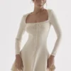Caprice Cream Dainty Knit Mini Kjoler