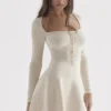 Caprice Cream Dainty Knit Mini Kjoler