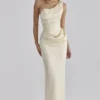 Caprice Lemon One Shoulder Satin Maxi Kjoler