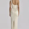 Caprice Lemon One Shoulder Satin Maxi Kjoler