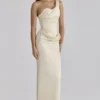 Caprice Lemon One Shoulder Satin Maxi Kjoler